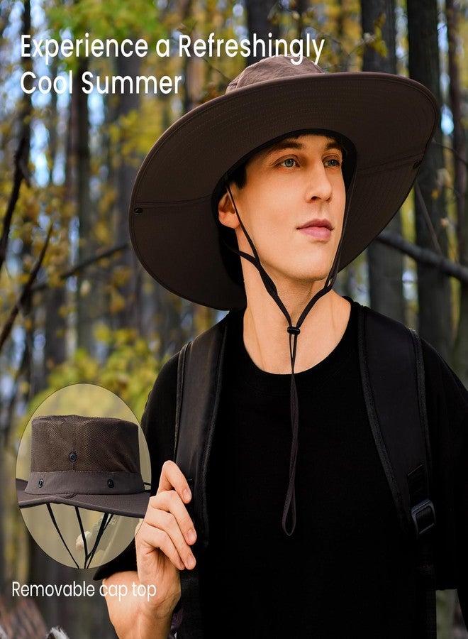 Pristis Wide Brim Fishing Hat, UPF 50++ Breathable Safari Sun Hat for Men Women, UV Protection Outdoor Foldable Water-Resistant Cowboy Style Lightweight Taslon Round Boonie with Ties (X-Large, Brown) - Image 3